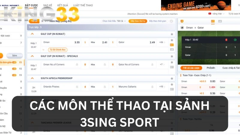 Các môn thể thao tại 3Sing